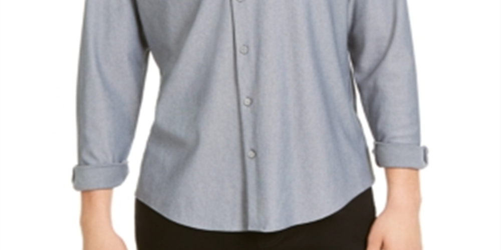 Camisa de malha masculina Alfani manga comprida cinza tamanho pequeno