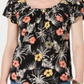 Camiseta feminina estampada de manga curta e decote redondo, estilo &amp; co, preta, tamanho pequeno
