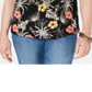 Camiseta feminina estampada de manga curta e decote redondo, estilo &amp; co, preta, tamanho pequeno