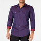 Camisa social masculina com gola estampada e ajuste clássico da INC International Concepts, azul, tamanho X-S