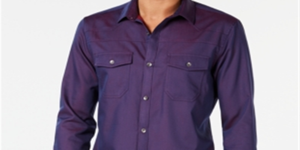 Camisa social masculina com gola estampada e ajuste clássico da INC International Concepts, azul, tamanho X-S