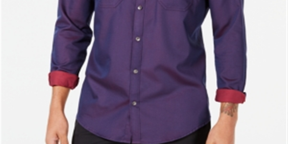 Camisa social masculina com gola estampada e ajuste clássico da INC International Concepts, azul, tamanho X-S