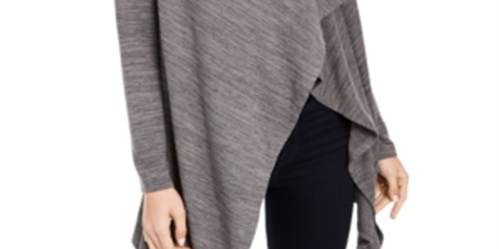 Suéter assimétrico feminino NY Collection Space Dye cinza tamanho pequeno médio