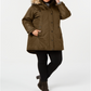 Parka Madden Girl Junior com capuz e acabamento em pele sintética, verde-oliva, tamanho M