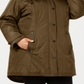 Parka Madden Girl Junior com capuz e acabamento em pele sintética, verde-oliva, tamanho M