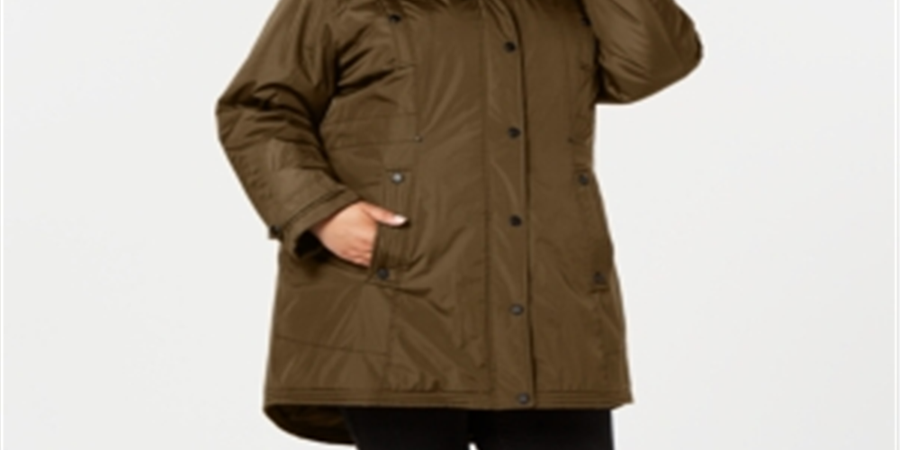 Parka Madden Girl Junior com capuz e acabamento em pele sintética, verde-oliva, tamanho M