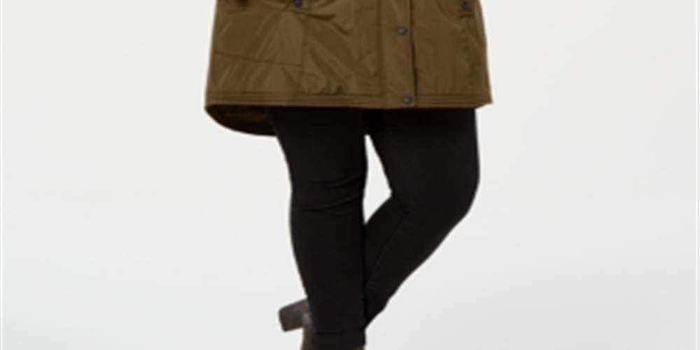 Parka Madden Girl Junior com capuz e acabamento em pele sintética, verde-oliva, tamanho M