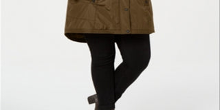 Parka Madden Girl Junior com capuz e acabamento em pele sintética, verde-oliva, tamanho M