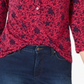 Camisa polo feminina Charter Club com estampa de manga 3/4, rosa, tamanho médio