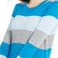 Camiseta feminina Maison Jules com estampa de blocos de cores, manga comprida, gola redonda, verde, tamanho pequeno