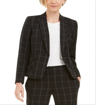 Kasper Women's Striped Blazer Jacket Black Size 4 Petite