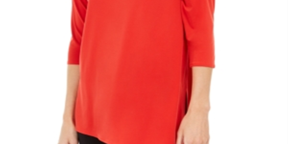 Blusa feminina Alfani com ombros descobertos e assimétrica, vermelha, tamanho XX-G