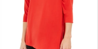 Blusa feminina Alfani com ombros descobertos e assimétrica, vermelha, tamanho XX-G
