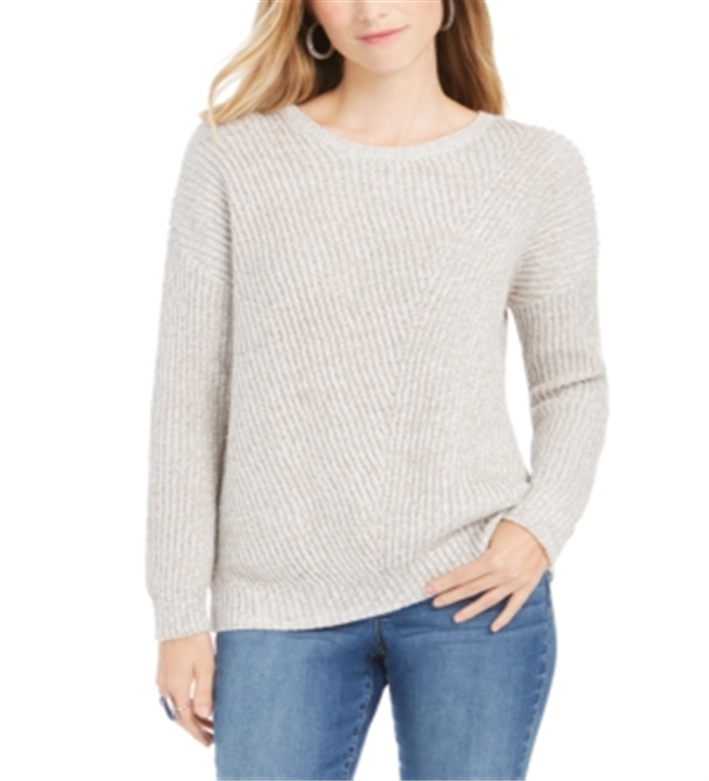 Suéter canelado com mangas caídas feminino Style &amp; Co, bege, tamanho pequeno M