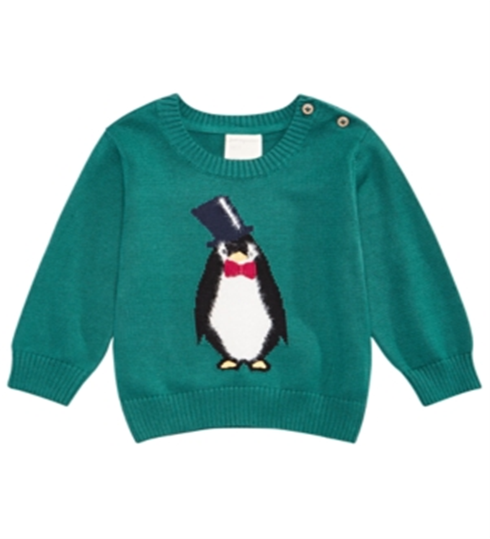 Suéter infantil pinguim First Impressions verde tamanho 6-9 meses
