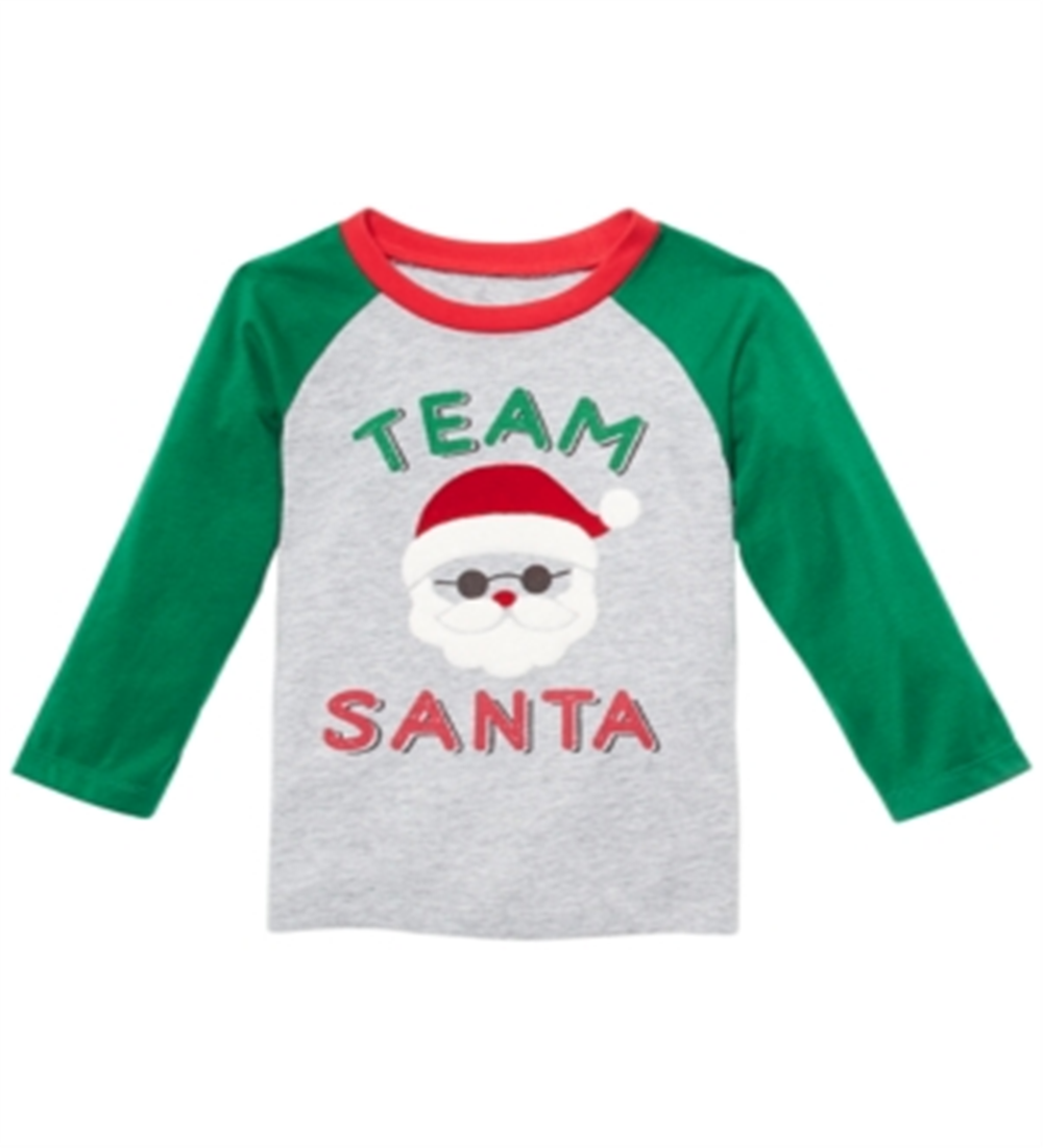 Camiseta estampada do time Papai Noel para meninos First Impressions, cinza, tamanho 0 a 3 meses