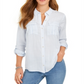 Camisa feminina listrada texturizada com botões Charter Club, azul, tamanho XX-G