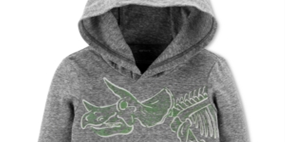 Camiseta Carter's Infantil para Menino com Capuz e Estampa de Dinossauro e Neve, Cinza, Tamanho 2T