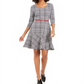Vestido feminino xadrez justo e evasê NY Collection, preto, tamanho pequeno e pequeno