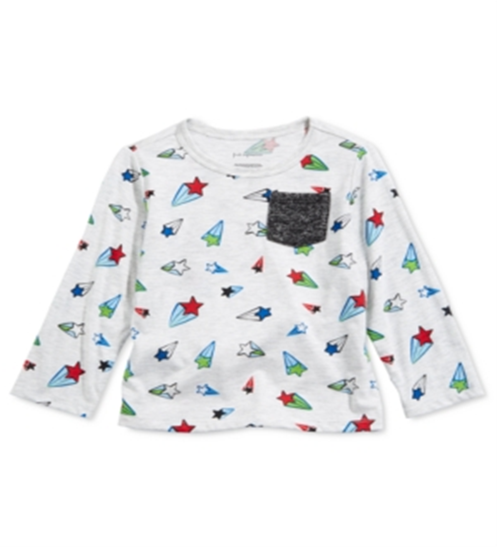 Camiseta infantil com estampa de estrela e bolso First Impressions para meninos, tamanho 4T, cinza