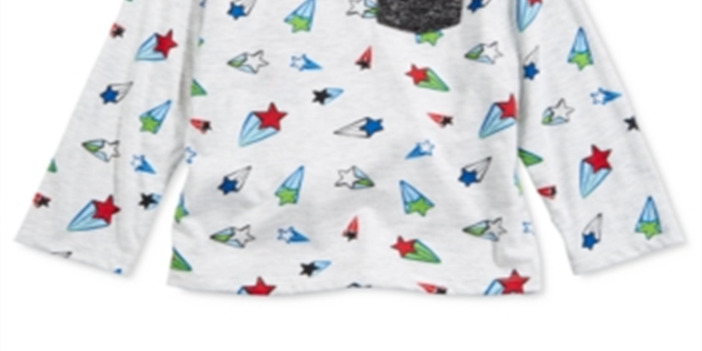 Camiseta infantil com estampa de estrela e bolso First Impressions para meninos, tamanho 4T, cinza