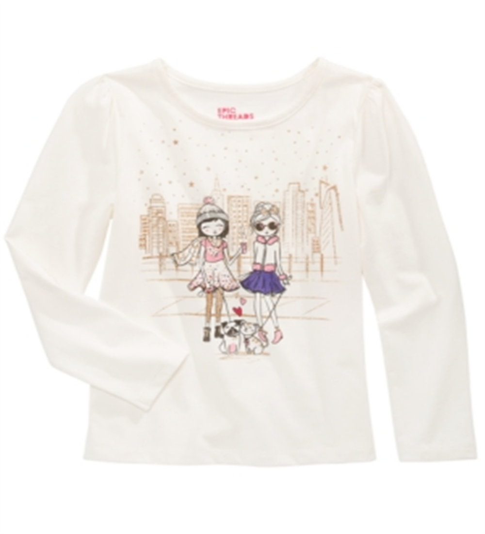 Camiseta com glitter Epic Threads Little Girl's City Friends, branca, tamanho 5
