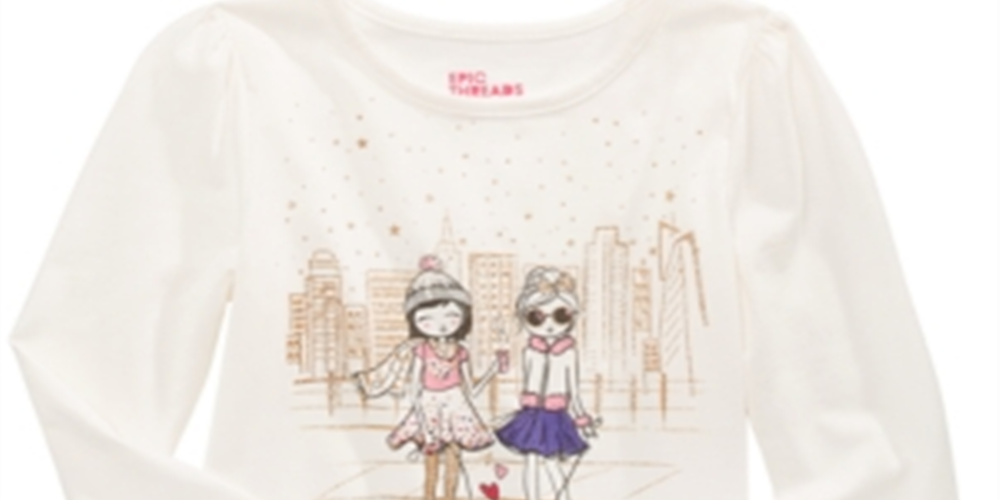Camiseta com glitter Epic Threads Little Girl's City Friends, branca, tamanho 5