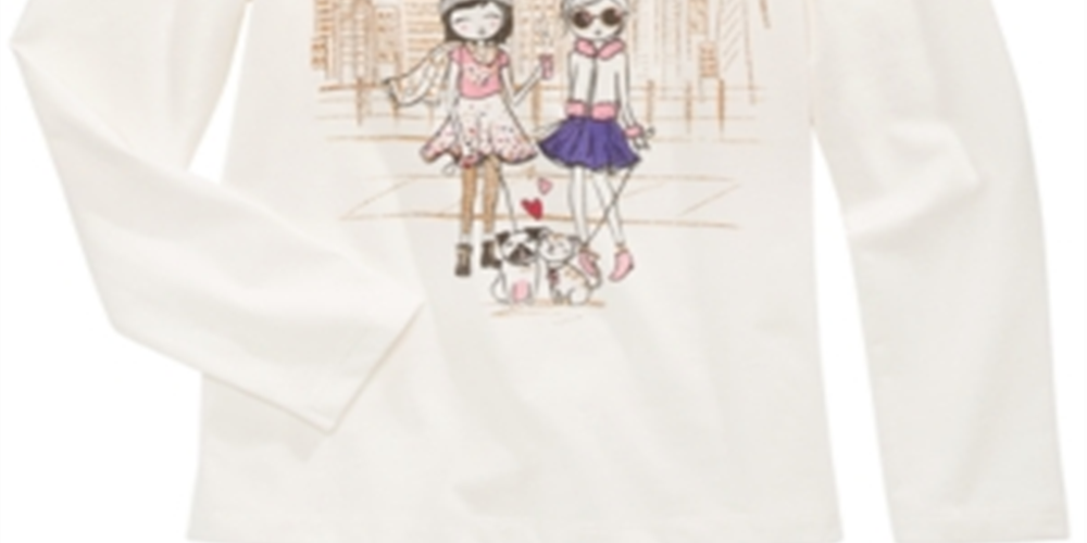 Camiseta com glitter Epic Threads Little Girl's City Friends, branca, tamanho 5