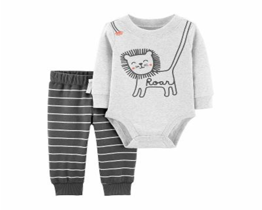 Conjunto de macacão e calça Carter's Boy's Lion, 2 peças, cinza mesclado, tamanho 24 meses