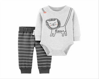 Conjunto de macacão e calça Carter's Boy's Lion, 2 peças, cinza mesclado, tamanho 24 meses