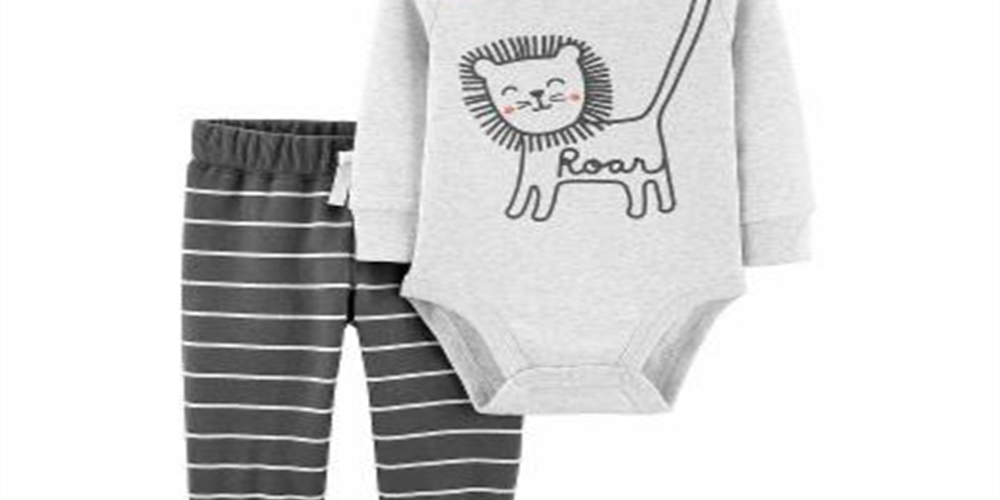 Conjunto de macacão e calça Carter's Boy's Lion, 2 peças, cinza mesclado, tamanho 24 meses
