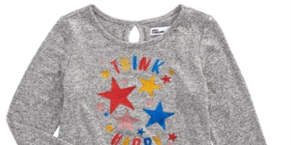 Camiseta infantil infantil Epic Threads Happy Thoughts para meninas, cinza, tamanho 4T