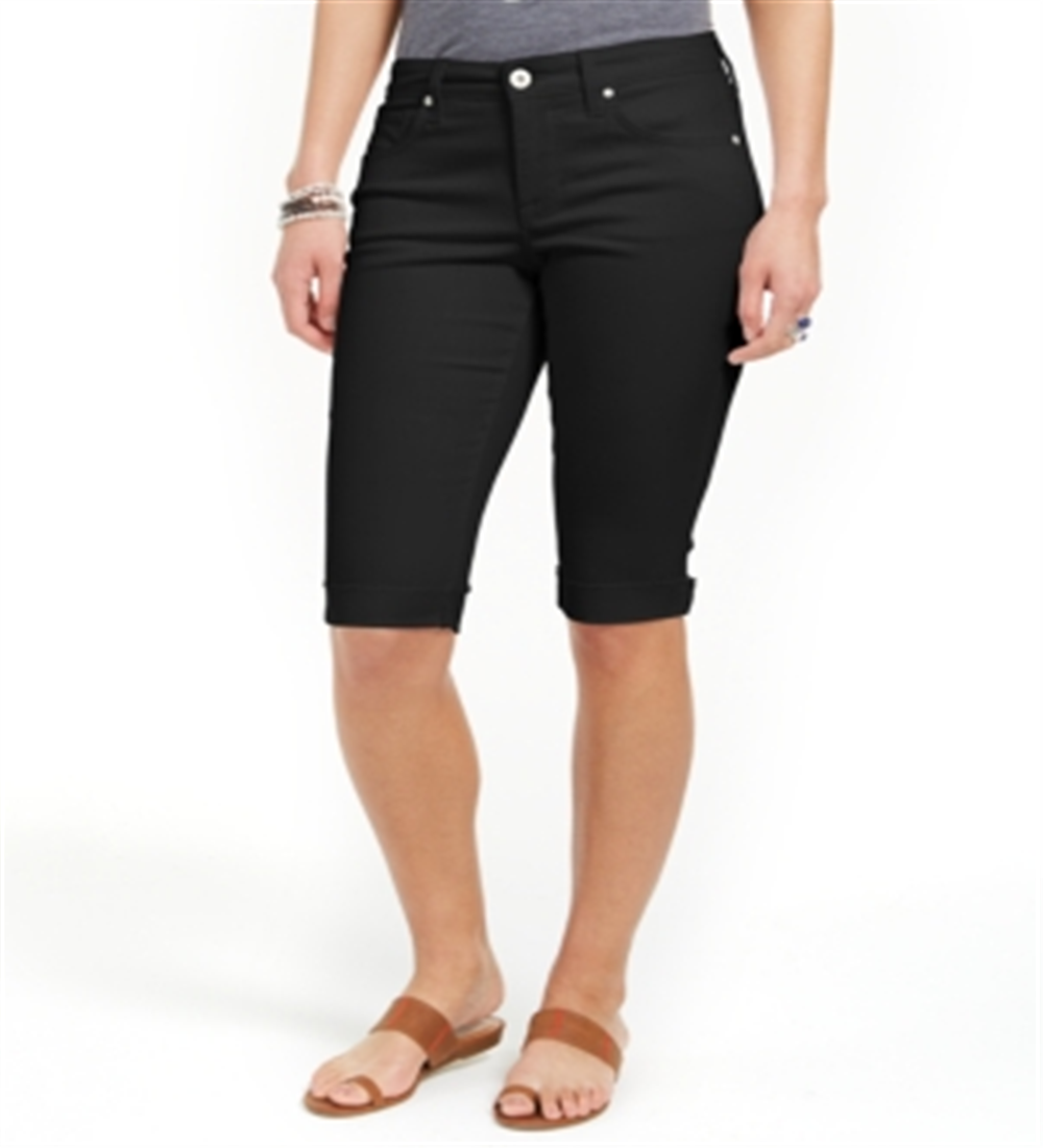 Shorts jeans skinny com punho feminino Style &amp; Co - Preto, tamanho 4