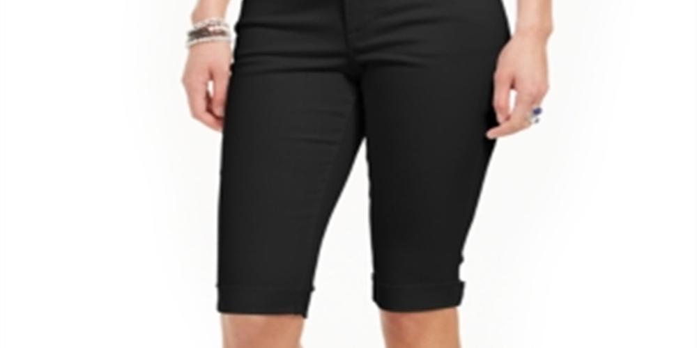 Shorts jeans skinny com punho feminino Style &amp; Co - Preto, tamanho 4