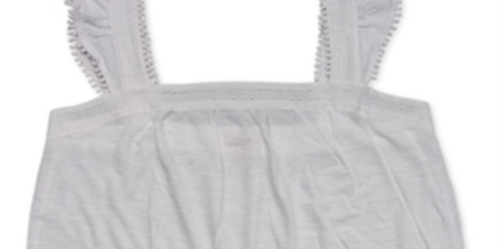 Regata feminina estilo &amp; co, gola quadrada, alças largas bordadas, branca, tamanho pequeno