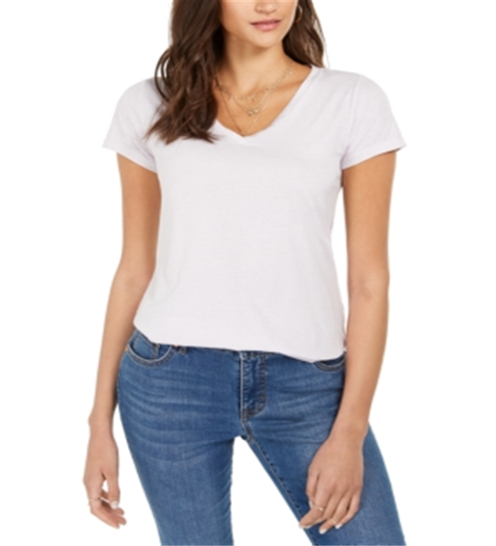 Camiseta feminina estilo &amp; co com decote em V e estampa Burnout, roxa, tamanho médio