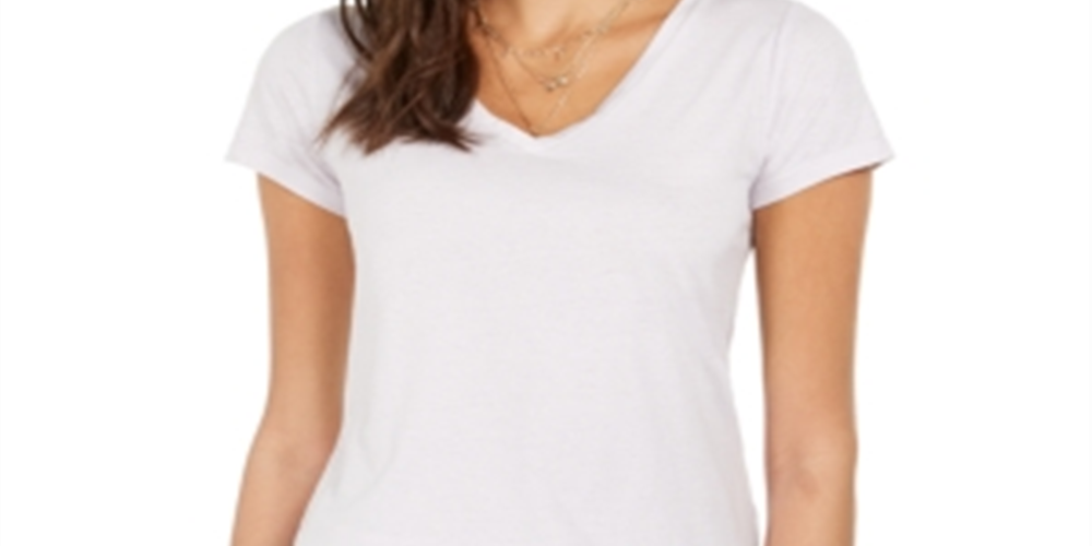 Camiseta feminina estilo &amp; co com decote em V e estampa Burnout, roxa, tamanho médio