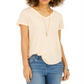 Camiseta feminina de malha com decote em V estilo &amp; co, laranja, tamanho médio