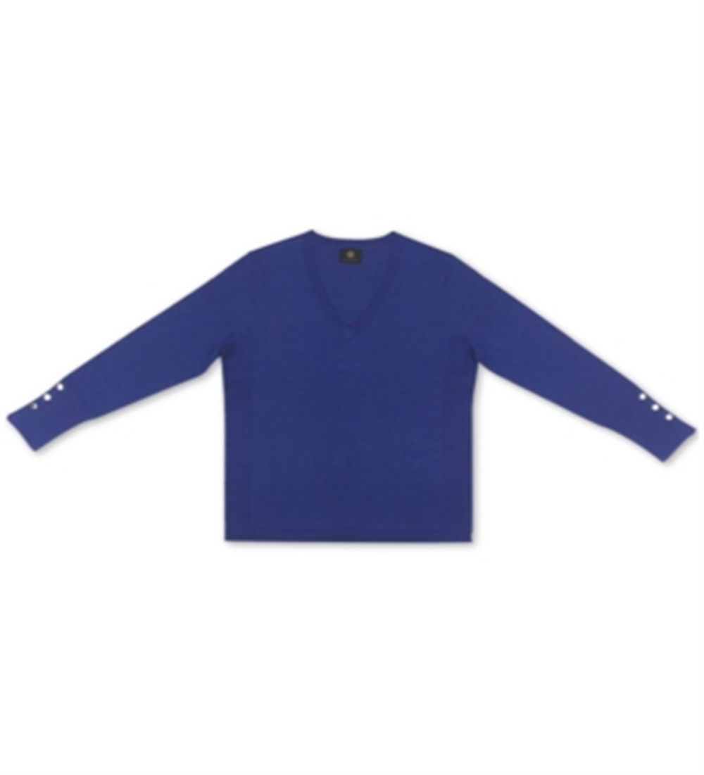 JM Collection Suéter Feminino Jazzy Gola V Pulôver Azul Tamanho X-G