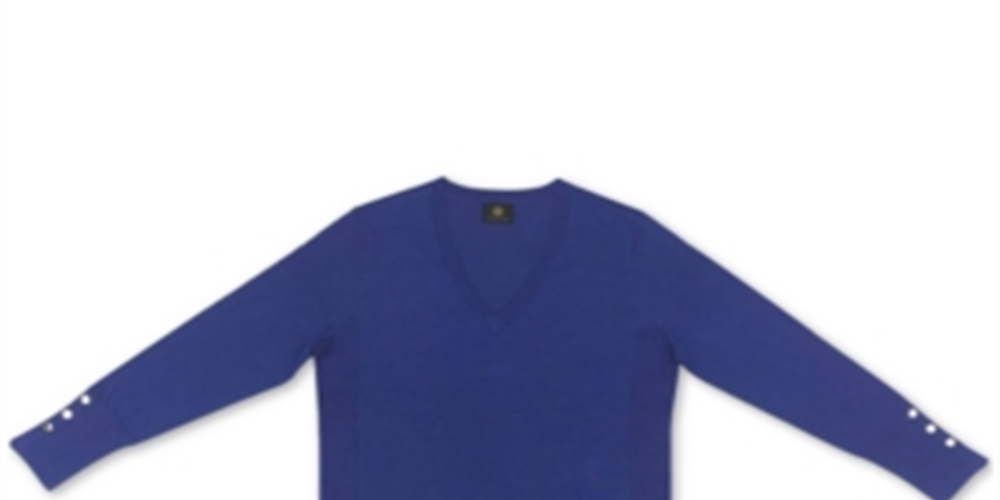 JM Collection Suéter Feminino Jazzy Gola V Pulôver Azul Tamanho X-G