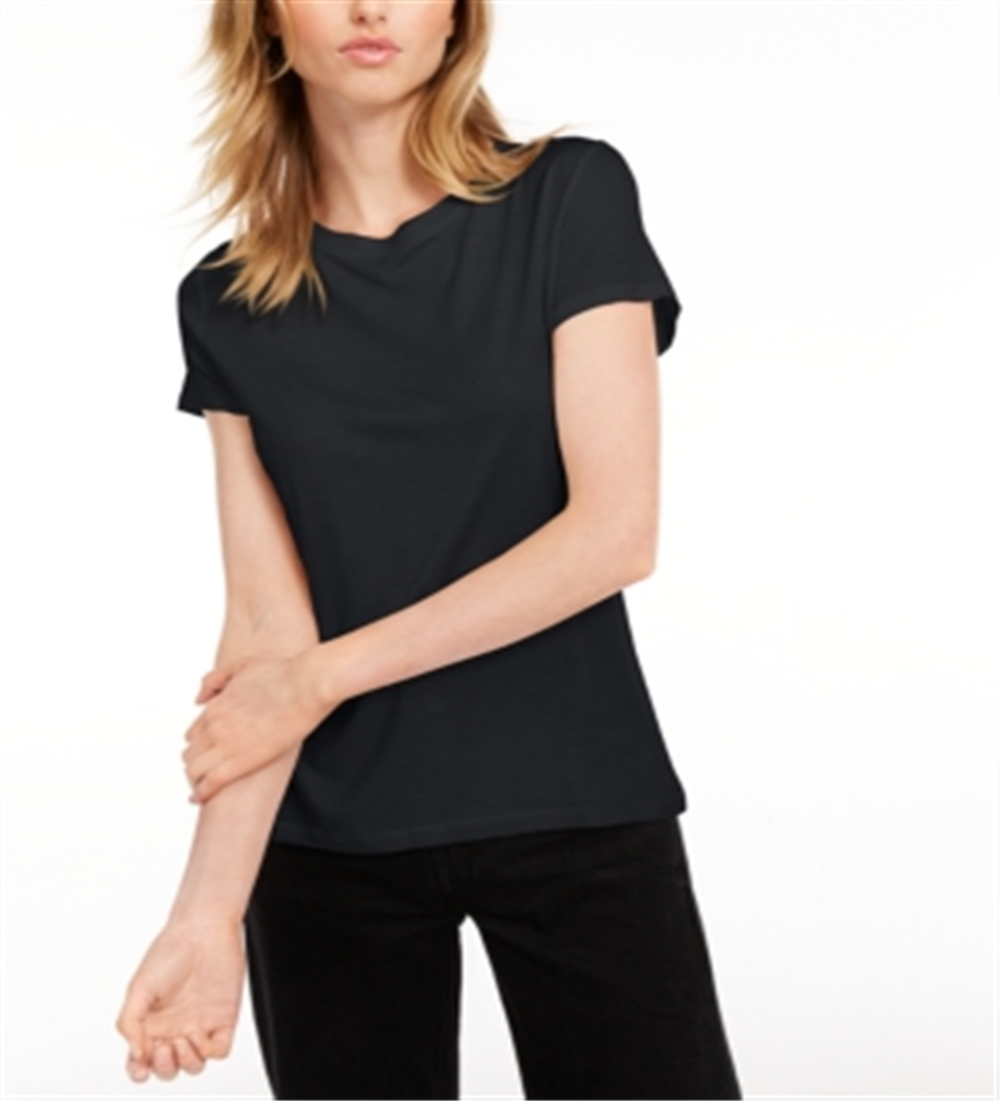 Camiseta feminina lisa com amarração nas costas Maison Jules, preta, tamanho médio