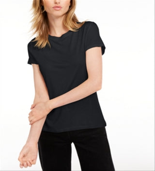 Camiseta feminina lisa com amarração nas costas Maison Jules, preta, tamanho médio