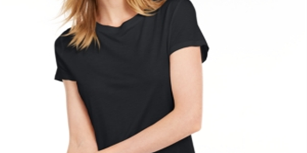 Camiseta feminina lisa com amarração nas costas Maison Jules, preta, tamanho médio