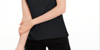 Camiseta feminina lisa com amarração nas costas Maison Jules, preta, tamanho médio