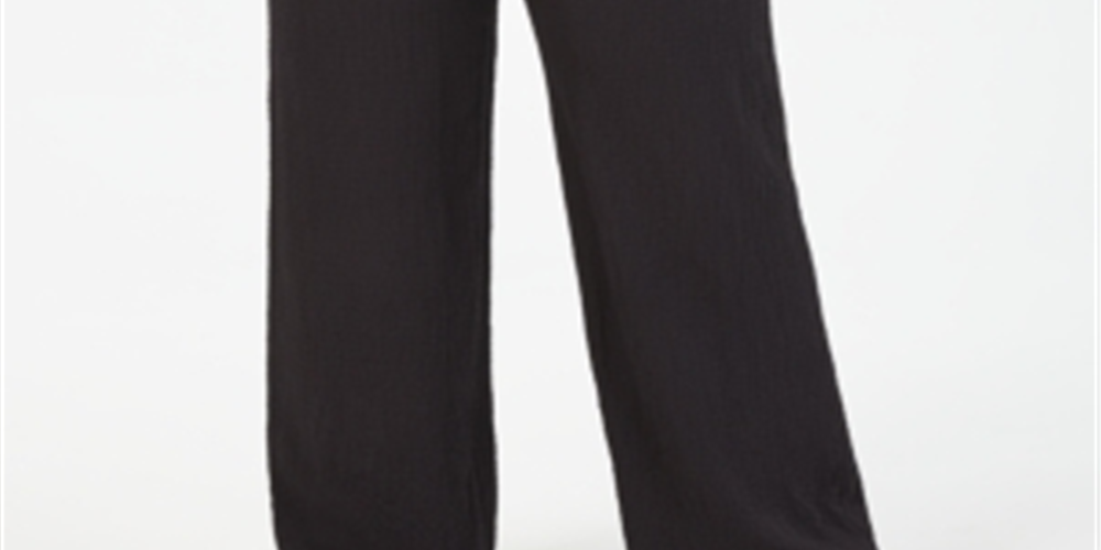 Calça feminina de perna larga JM Collection, preta, tamanho 0X