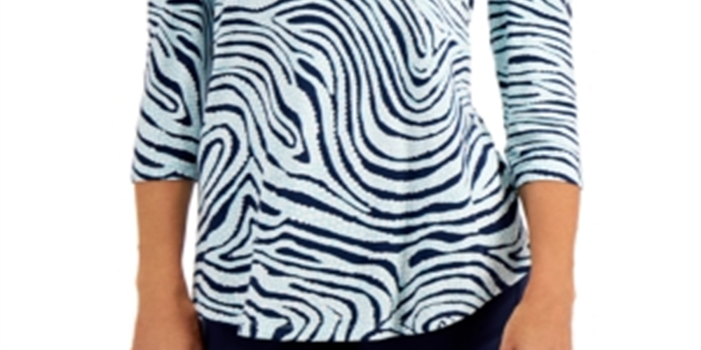 Blusa feminina com estampa de zebra e ombros descobertos, azul, tamanho X-S