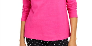 Camiseta feminina bordada de algodão Charter Club, rosa, tamanho X-S