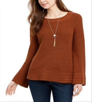 Suéter pulôver feminino estilo boxy knit marrom tamanho médio