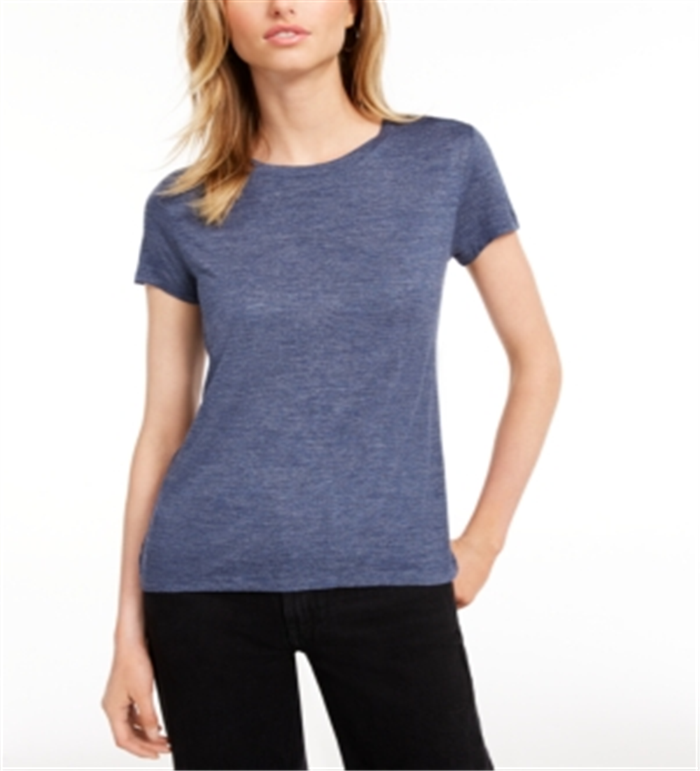 Camiseta feminina lisa com amarração nas costas Maison Jules, azul, tamanho médio