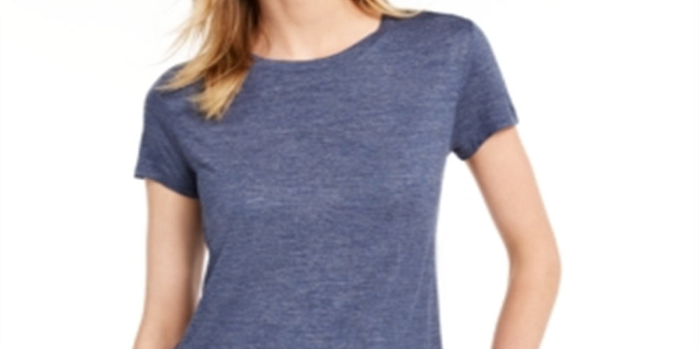 Camiseta feminina lisa com amarração nas costas Maison Jules, azul, tamanho médio